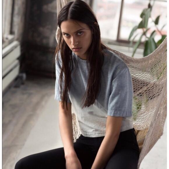 Rag & Bone Grimsby Ombré Short Sleeve Chambray Blue Top Exposed Back Zipper - Picture 5 of 11